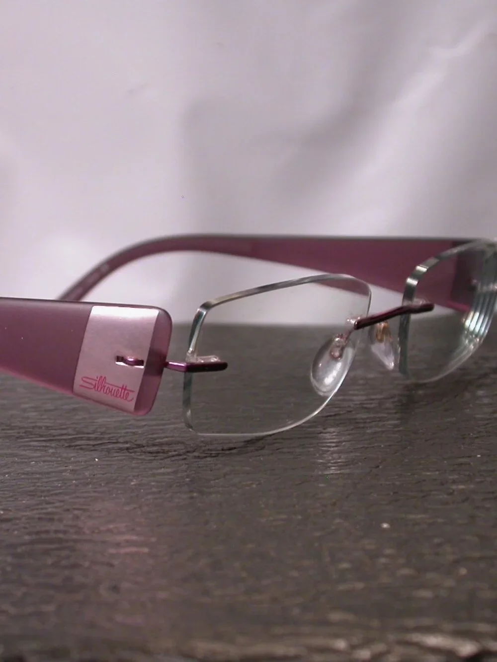 Silhouette Titan Frameless Purple Matte Clear Eyeglasses Made in Austria